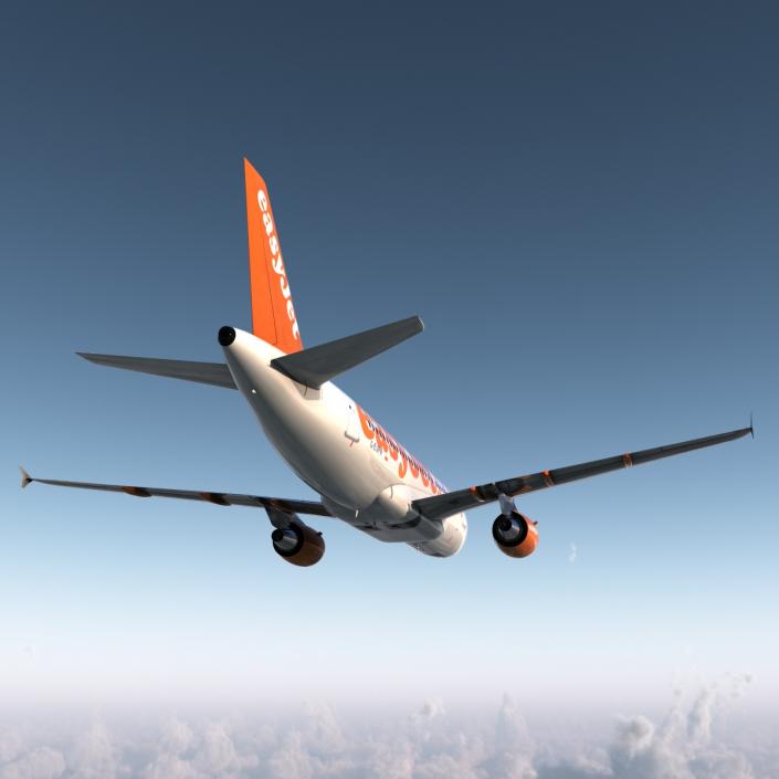 3D Airbus A319 EasyJet Rigged