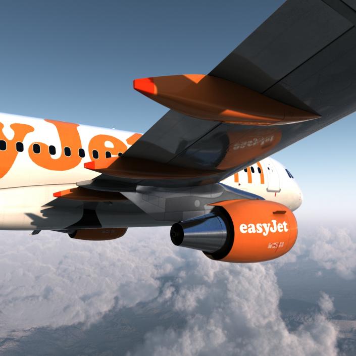 3D Airbus A319 EasyJet Rigged