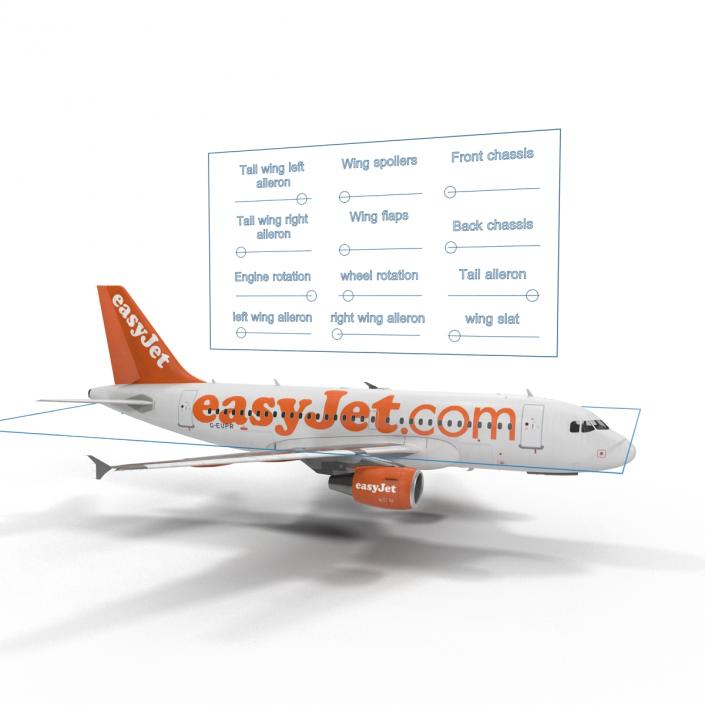 3D Airbus A319 EasyJet Rigged