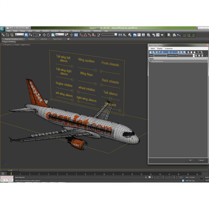 3D Airbus A319 EasyJet Rigged