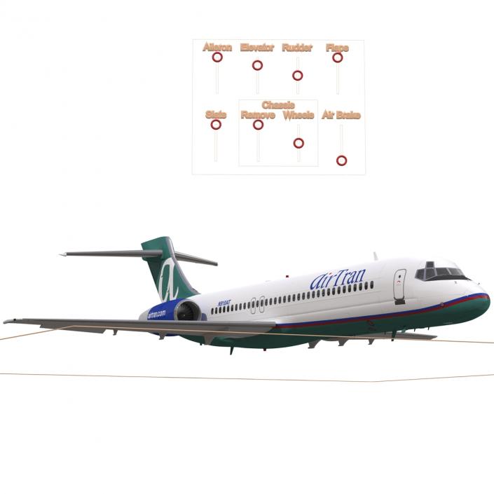 Boeing 717 200 AirTran Airways Rigged 3D