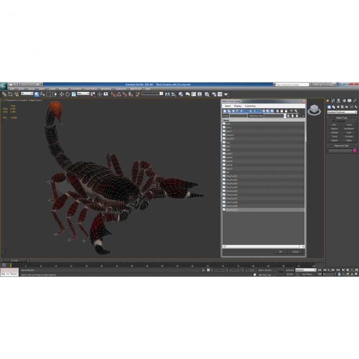 3D Black Scorpion with Fur model