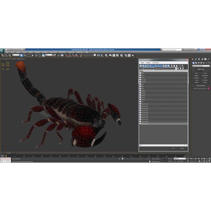 3D model Black Scorpion Pose 3 with Fur