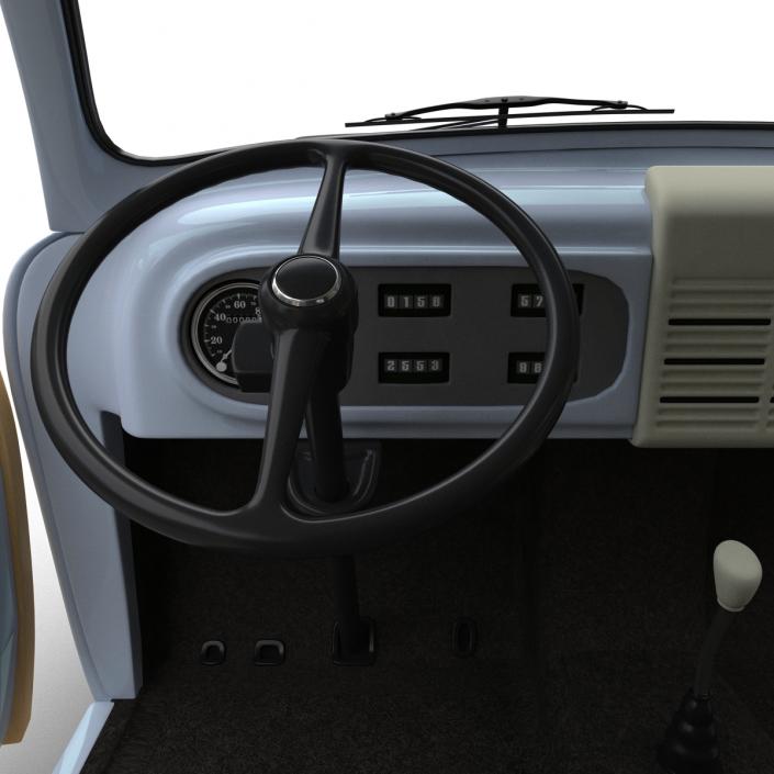 3D model Generic Retro Car Simple Interior 2