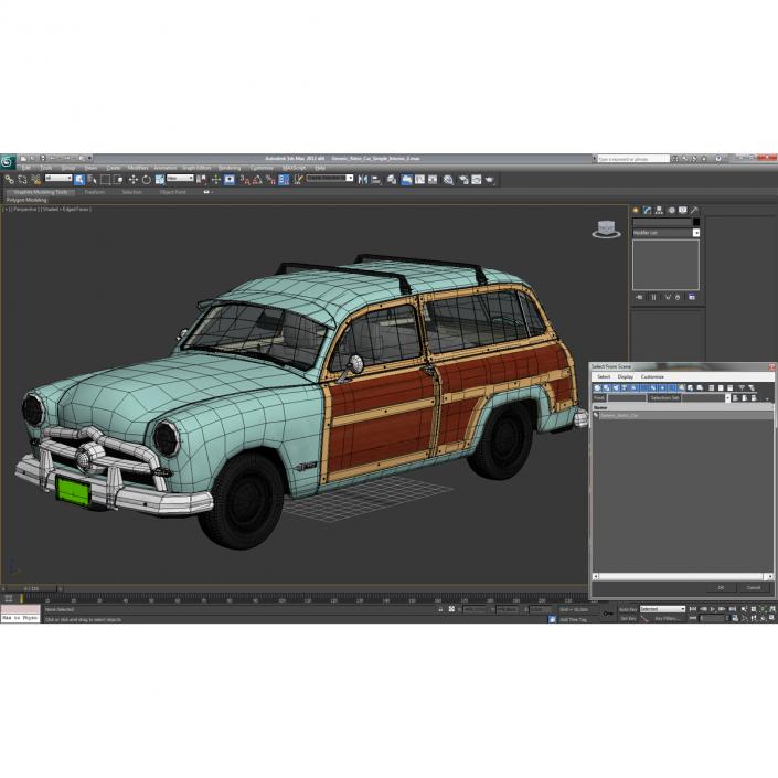 3D model Generic Retro Car Simple Interior 2