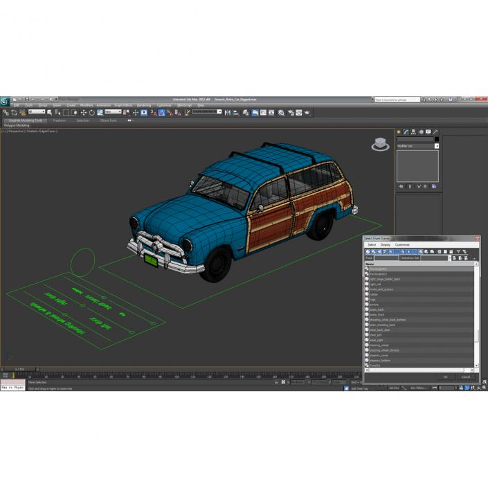 Generic Retro Car Rigged 3D model