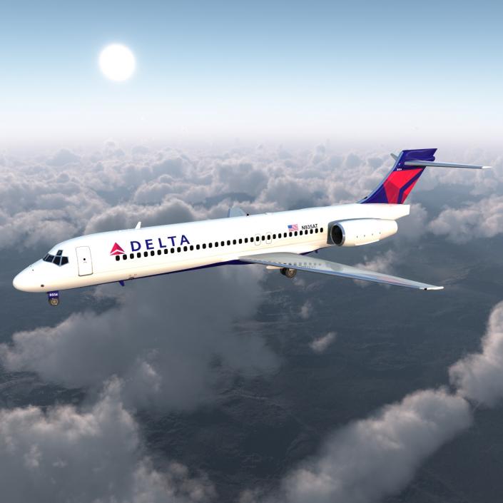 Boeing 717-200 Delta Air Lines Rigged 3D