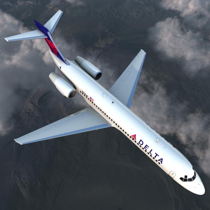 Boeing 717-200 Delta Air Lines Rigged 3D