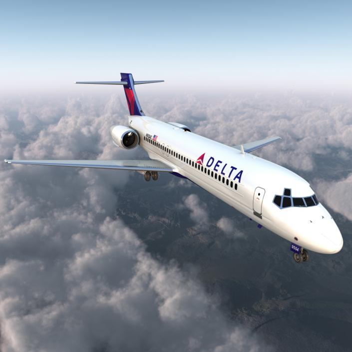 Boeing 717-200 Delta Air Lines Rigged 3D