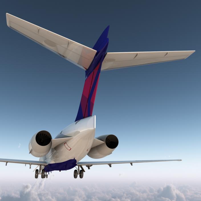 Boeing 717-200 Delta Air Lines Rigged 3D