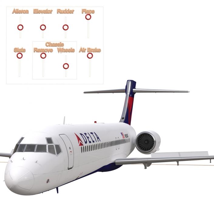 Boeing 717-200 Delta Air Lines Rigged 3D