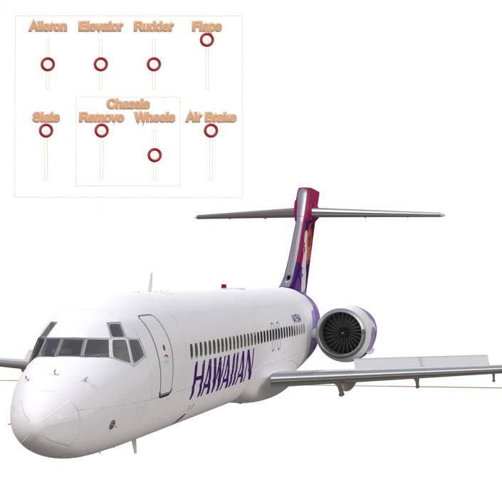 Boeing 717-200 Hawaiian Airlines Rigged 3D model