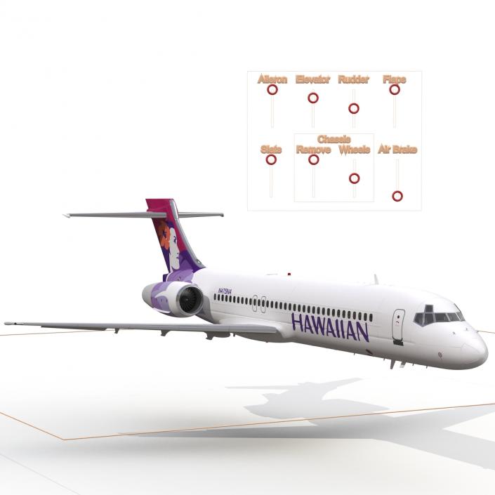 Boeing 717-200 Hawaiian Airlines Rigged 3D model