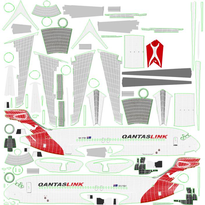 3D Boeing 717-200 Qantas Airways Rigged