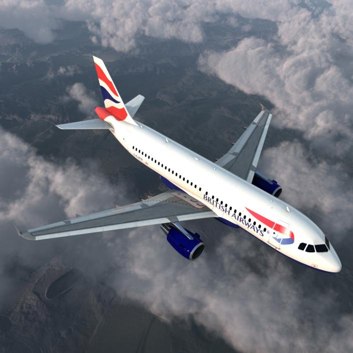 Airbus A319 British Airways Rigged 3D model