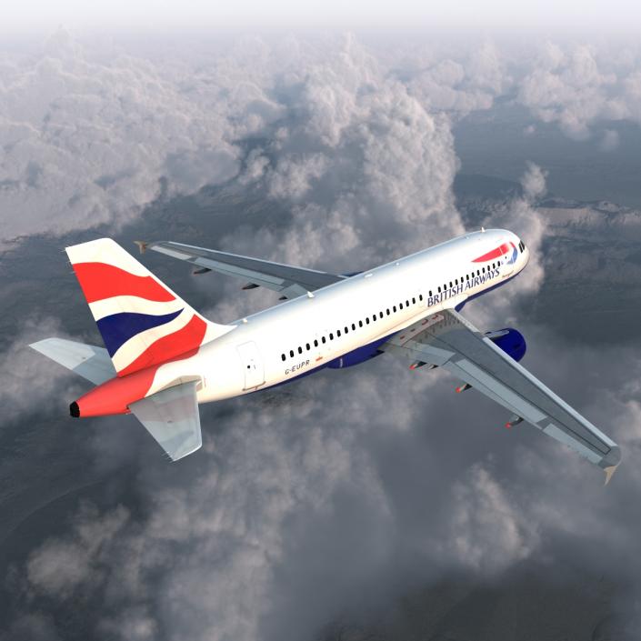 Airbus A319 British Airways Rigged 3D model