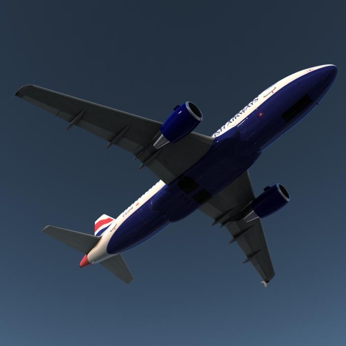 Airbus A319 British Airways Rigged 3D model