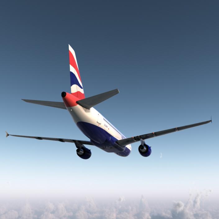 Airbus A319 British Airways Rigged 3D model