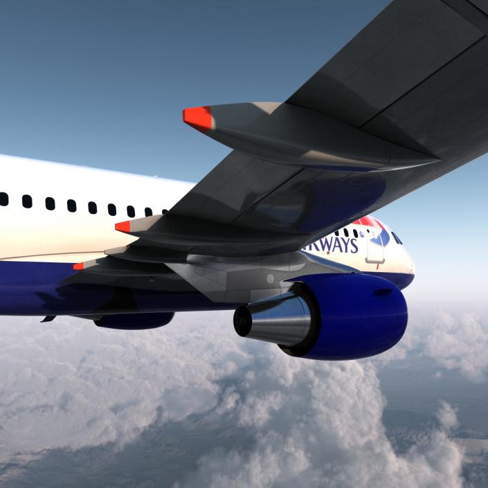 Airbus A319 British Airways Rigged 3D model