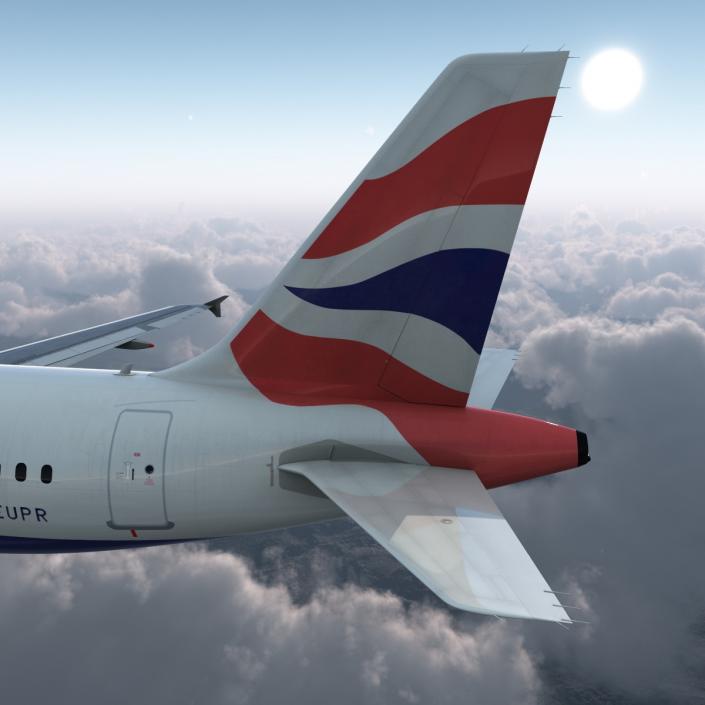 Airbus A319 British Airways Rigged 3D model