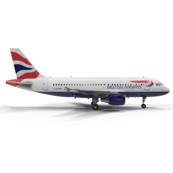 Airbus A319 British Airways Rigged 3D model