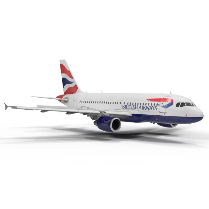 Airbus A319 British Airways Rigged 3D model