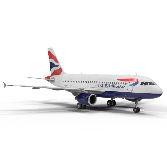 Airbus A319 British Airways Rigged 3D model