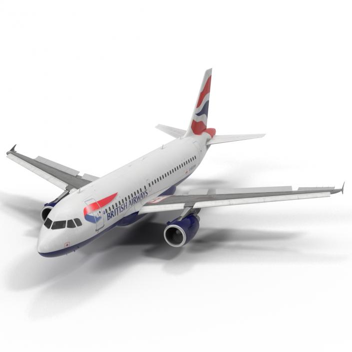 Airbus A319 British Airways Rigged 3D model