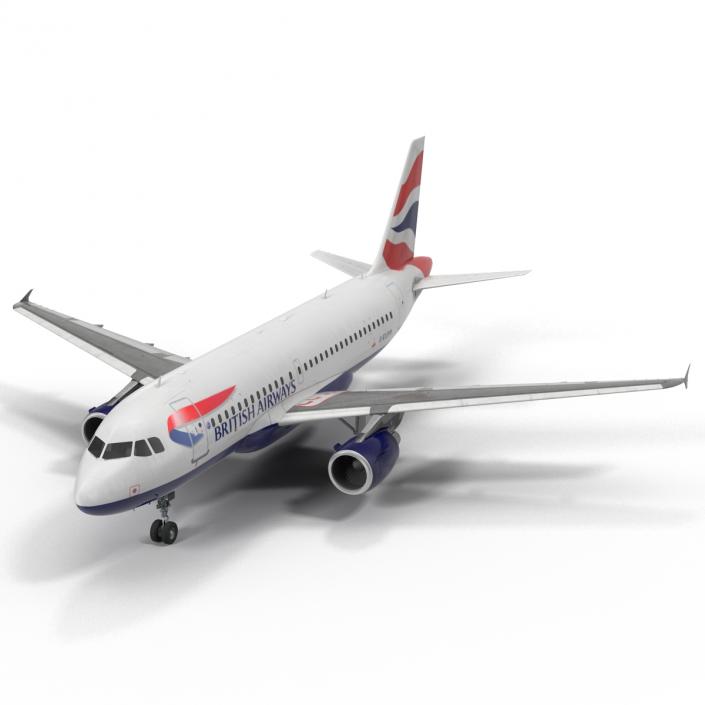 Airbus A319 British Airways Rigged 3D model