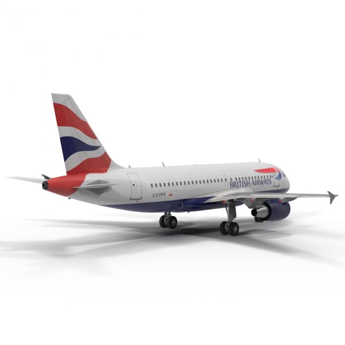 Airbus A319 British Airways Rigged 3D model