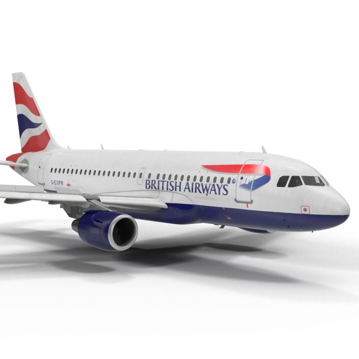 Airbus A319 British Airways Rigged 3D model