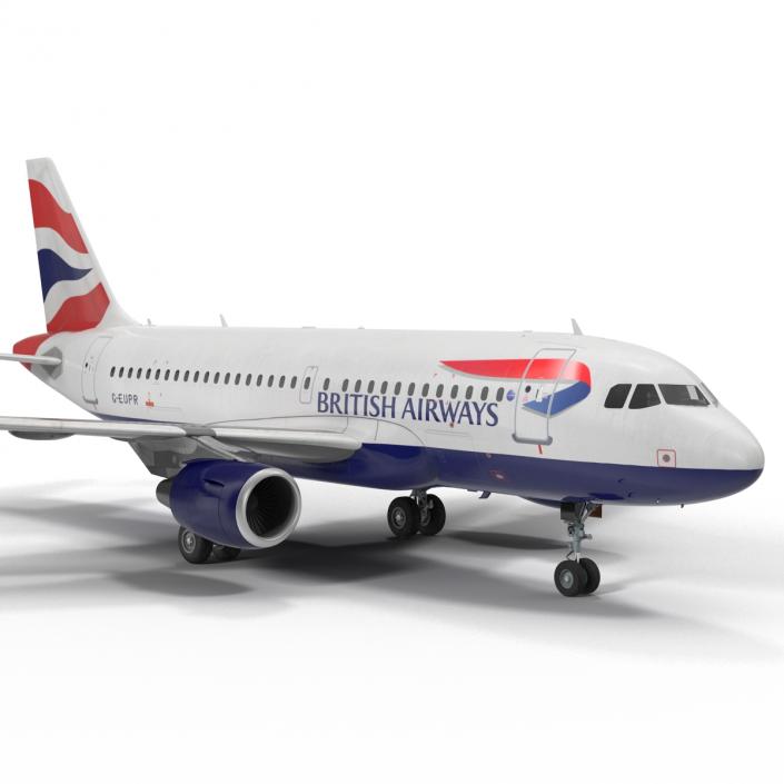 Airbus A319 British Airways Rigged 3D model