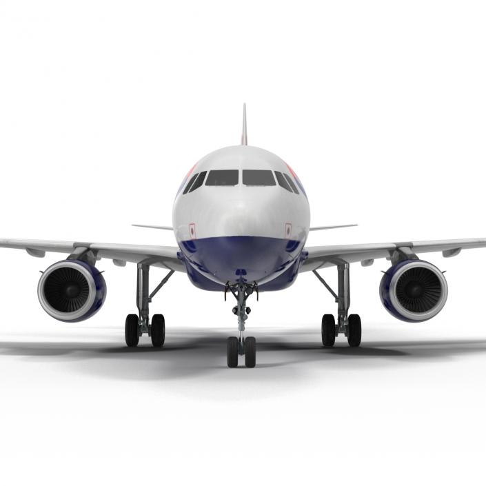 Airbus A319 British Airways Rigged 3D model