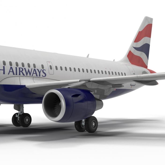 Airbus A319 British Airways Rigged 3D model