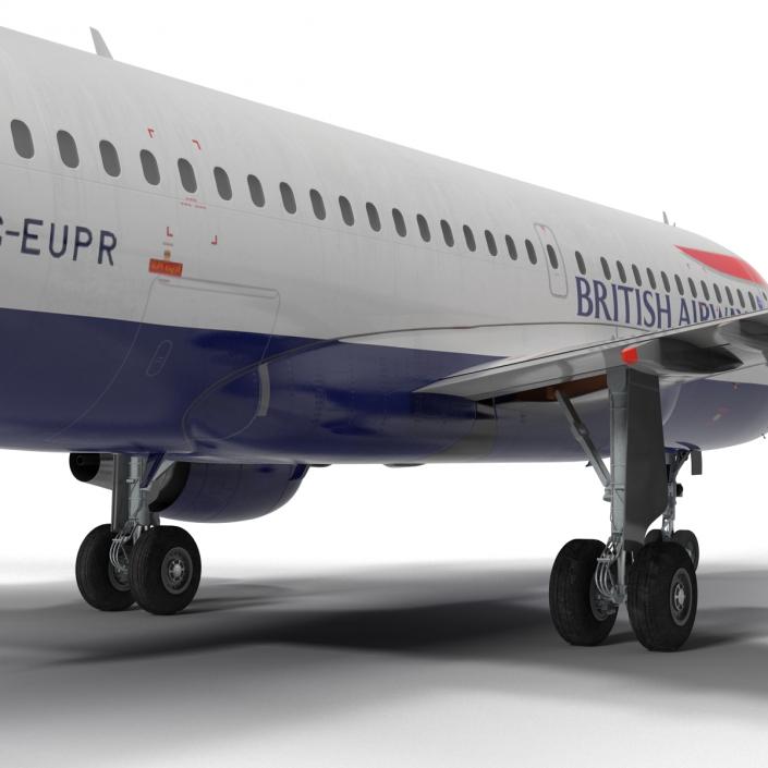 Airbus A319 British Airways Rigged 3D model