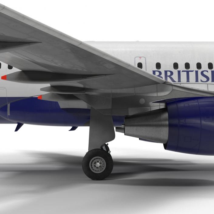 Airbus A319 British Airways Rigged 3D model