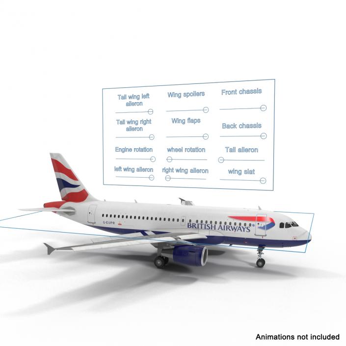 Airbus A319 British Airways Rigged 3D model