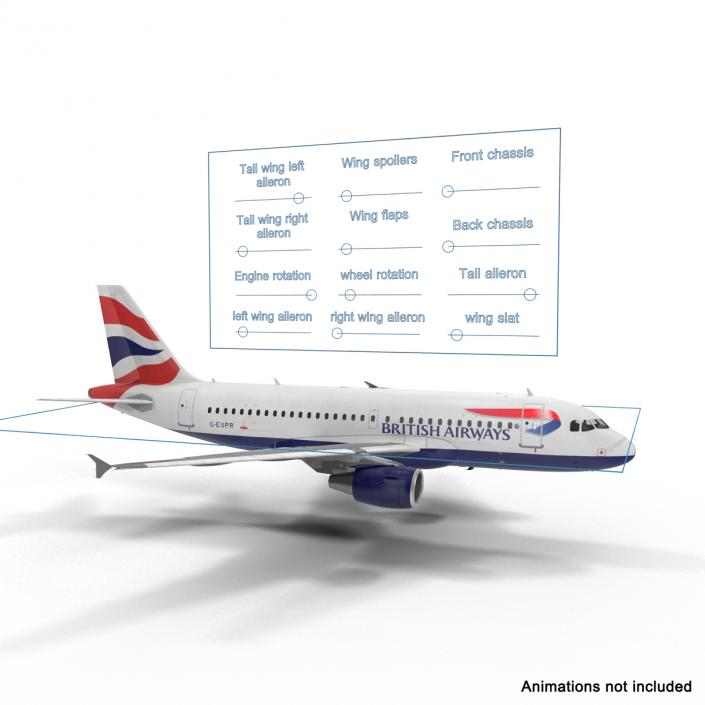 Airbus A319 British Airways Rigged 3D model