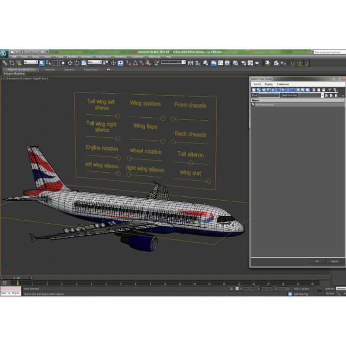 Airbus A319 British Airways Rigged 3D model