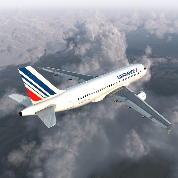 Airbus A319 Air France Rigged 3D model