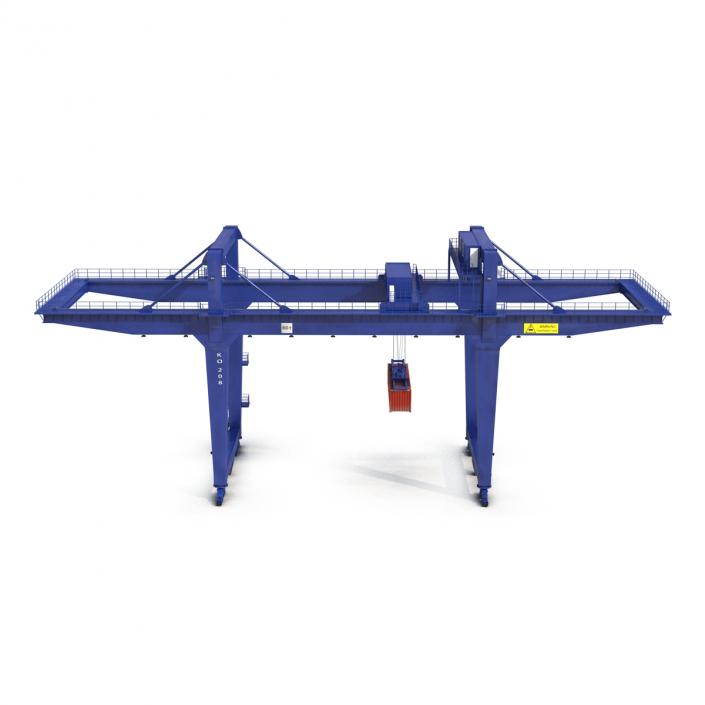 Rail Mounted Gantry Container Crane Blue and 40 ft ISO Container 3D model