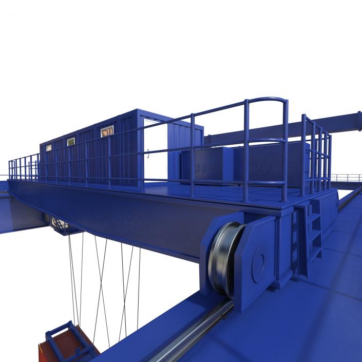 Rail Mounted Gantry Container Crane Blue and 40 ft ISO Container 3D model