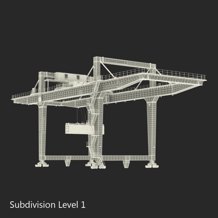 Rail Mounted Gantry Container Crane Blue and 40 ft ISO Container 3D model