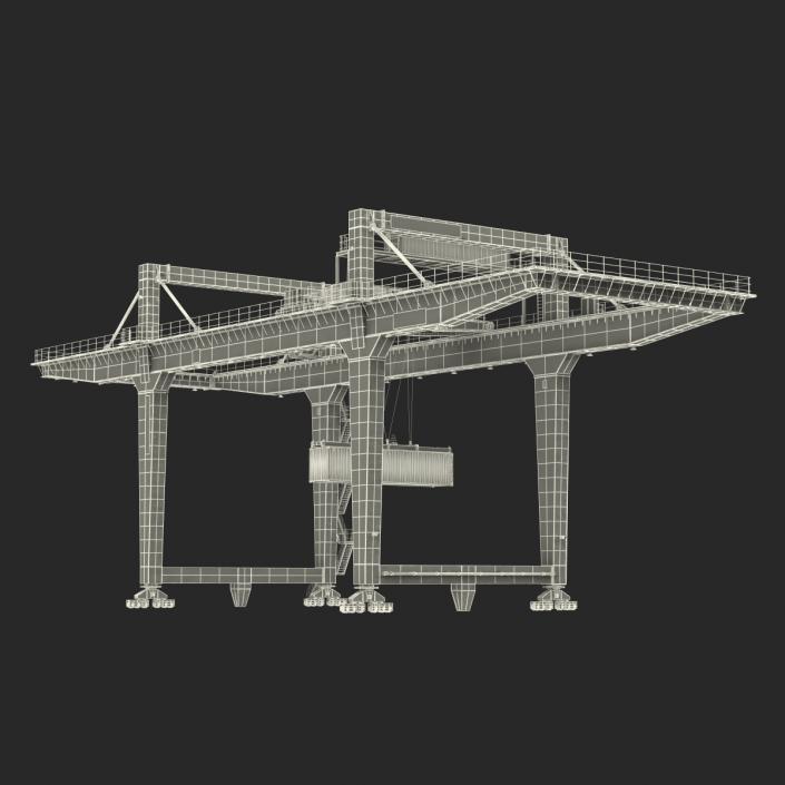 Rail Mounted Gantry Container Crane Blue and 40 ft ISO Container 3D model