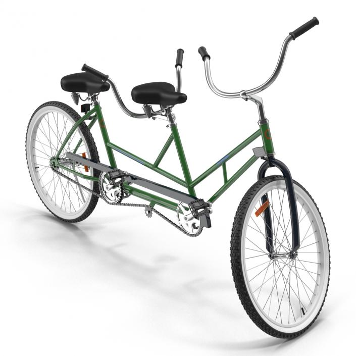 Retro Bicycle Built for Two Rigged 3D model