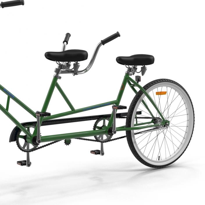 Retro Bicycle Built for Two Rigged 3D model