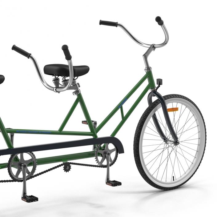 Retro Bicycle Built for Two Rigged 3D model