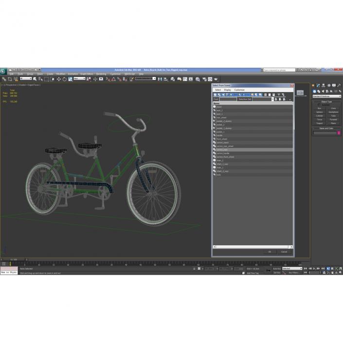 Retro Bicycle Built for Two Rigged 3D model