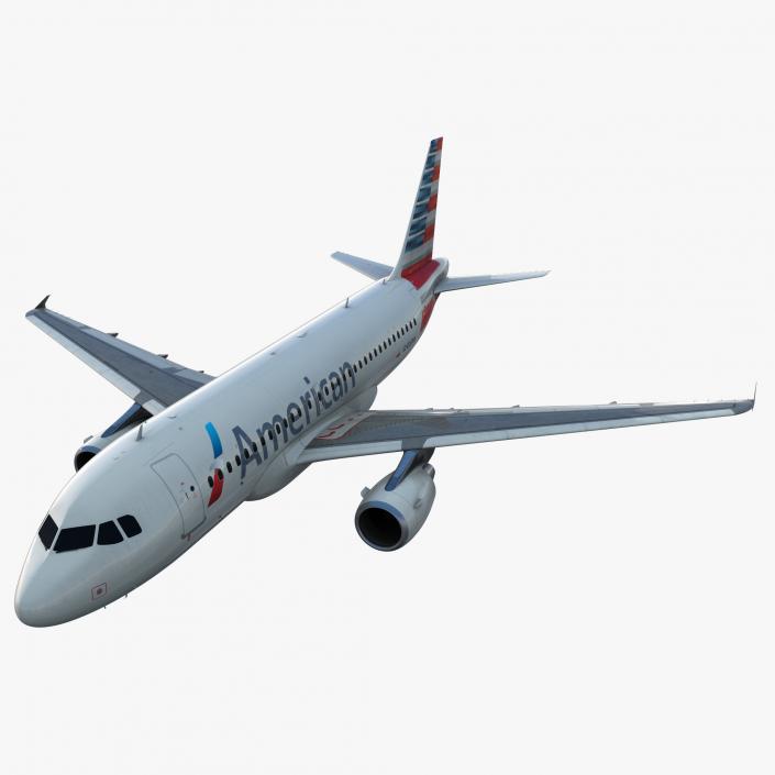 3D Airbus A319 American Airlines Rigged