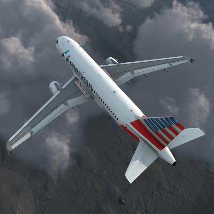 3D Airbus A319 American Airlines Rigged